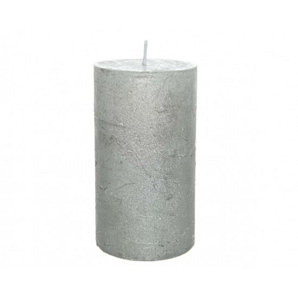 CANDELA CILINDRICA METALL. SILVER 6.8X12C